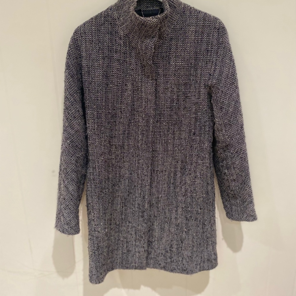 Express Tweed Cocoon Coat Blk/Wht - Picture 8 of 8